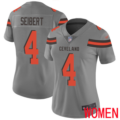 Cleveland Browns Austin Seibert Women Gray Limited Jersey #4 NFL Football Inverted Legend